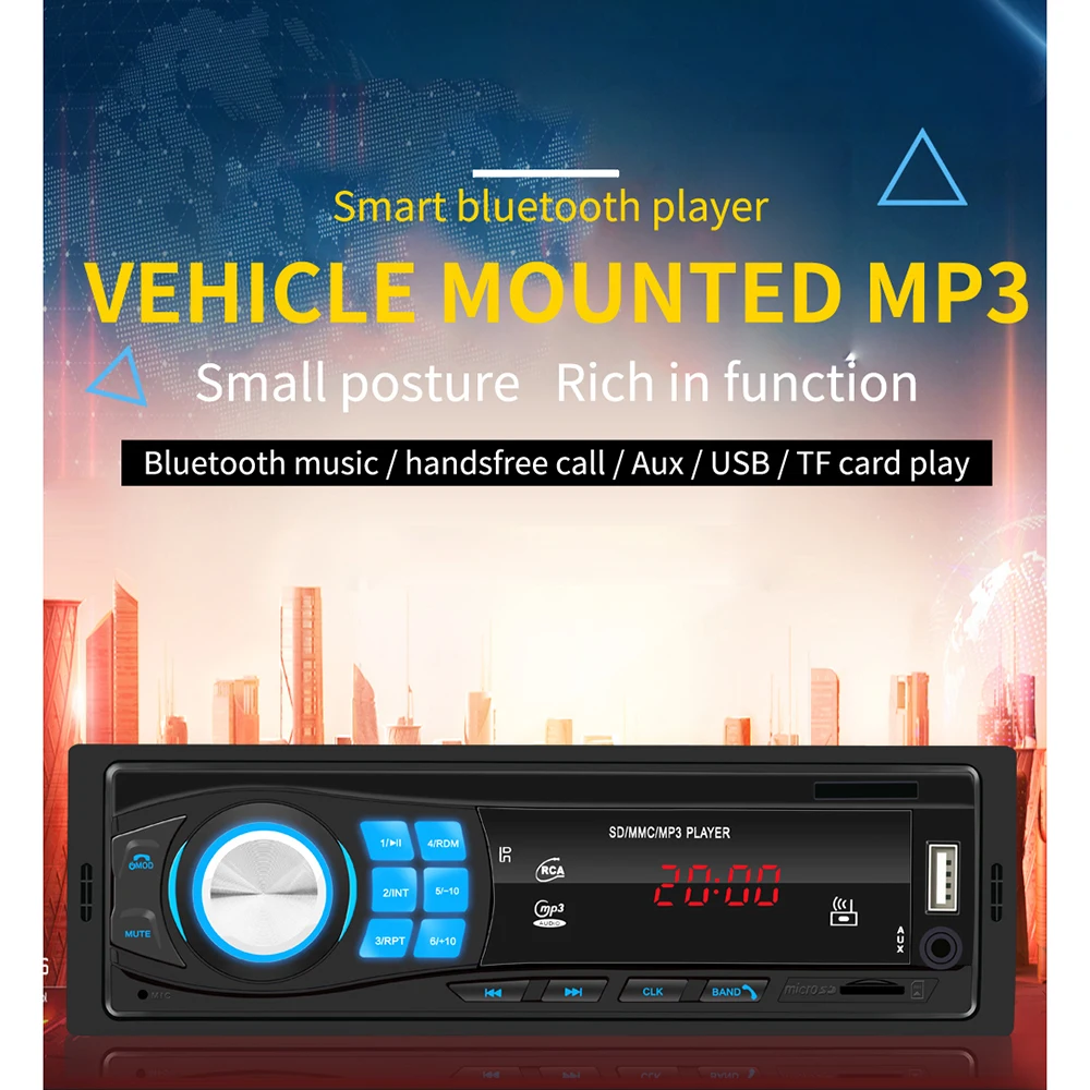 1 DIN автомобильный стерео MP3 плеер одиночный автомобильный стерео MP3 плеер в тире головное устройство Bluetooth USB AUX FM радио приемник для Toyota ford