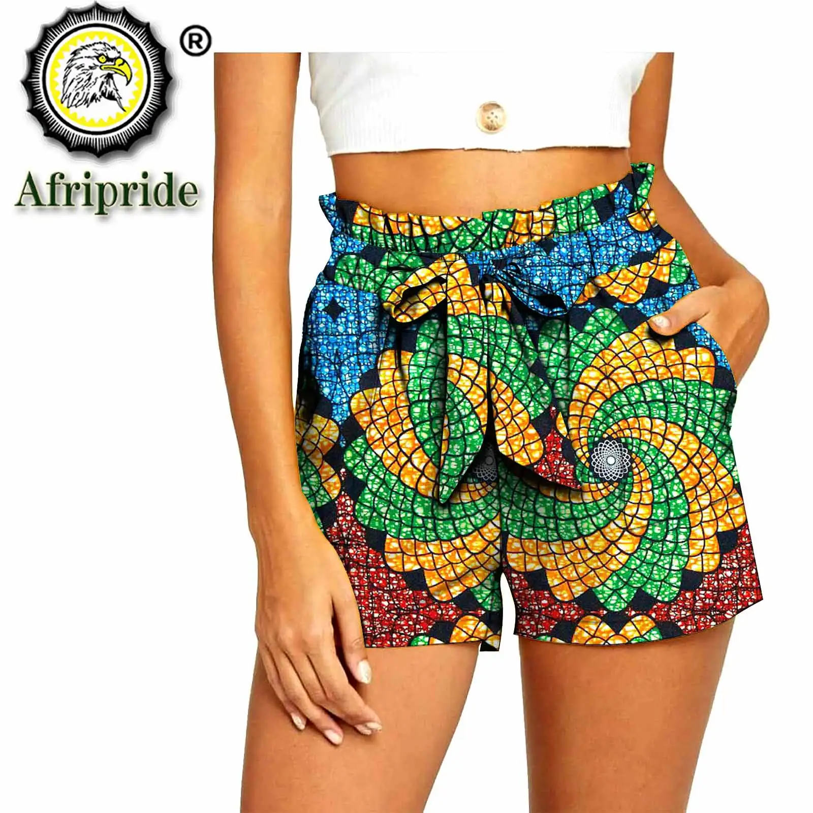 2020 Summer African Ankara Print Women Shorts High Wasit Plus Size Cotton Casual Pockets Shorts