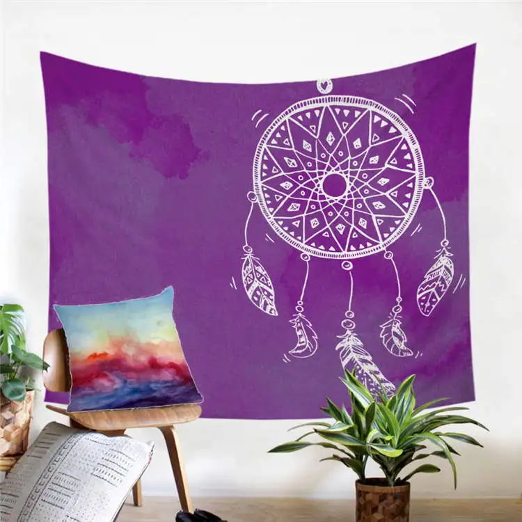 14 BeddingOutlet Hipster Watercolor Tapestry Dreamcatcher Feathers Wall Hanging Bohemian Art Carpet Decorative Tapestry 2 Sizes - Цвет: 14