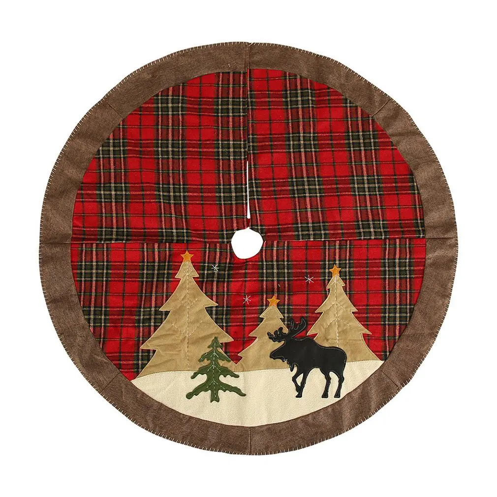 

Christmas Decoration Plaid Applique Tree Dress Fabric Christmas Tree Mat Small Tree Decoration Cloth Apron