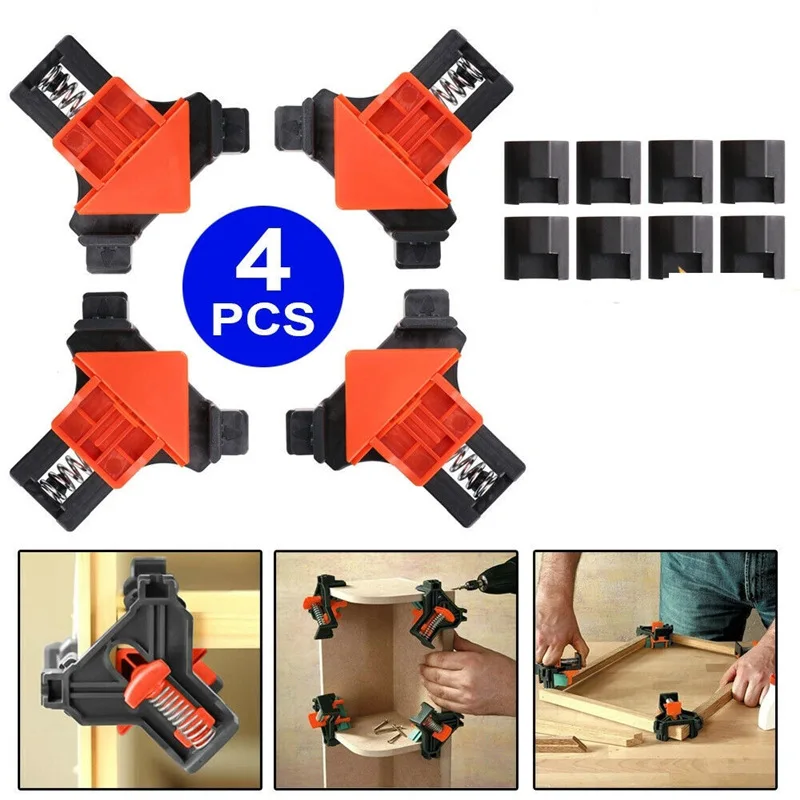 

4Pcs 90 Degree Right Angle Clamp Fixing Clips Picture Frame Corner Clamp Woodworking Hand Repaire Tool Furniture Reinforcement