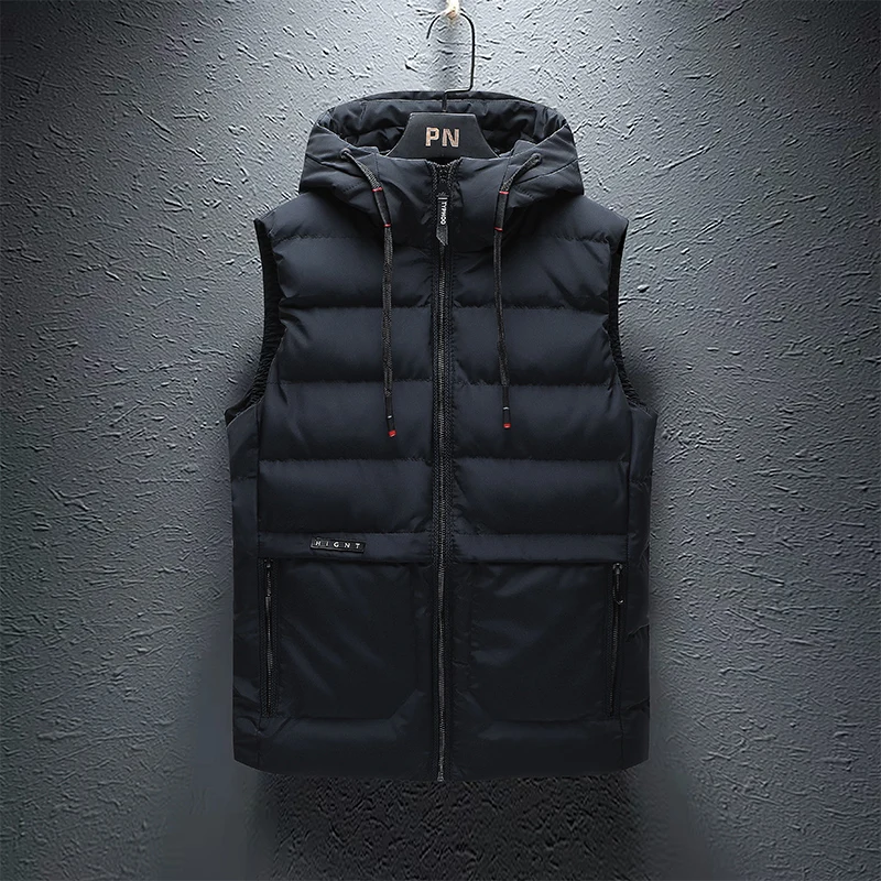 

2020 New Men's Casual Pure Color Versatile Vest Trend Thickened Coat With Cotton Vest Functional Style Sleeveless Shoulder Man