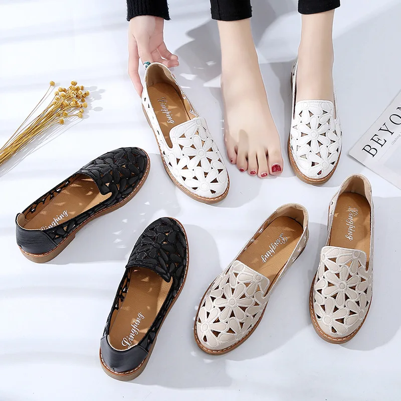 

Moccosins Women's 2020 Spring New Style White Soft-Sole Maternity Shoes Lazy Slip-on Nurses Flat Work Shoes
