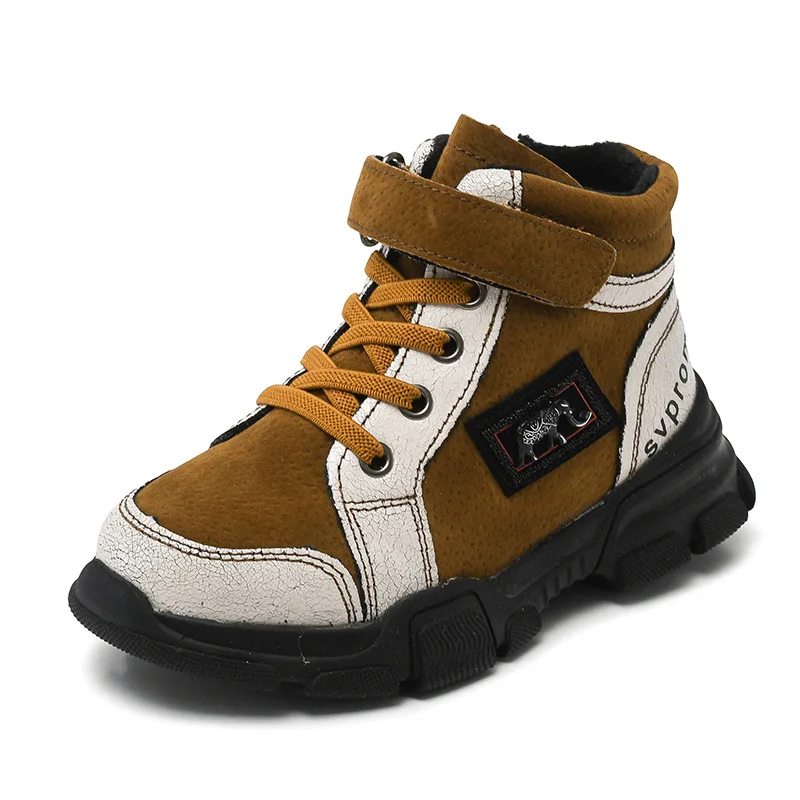 

High Quality Boys Scrub Leather Boots Winter New Kids Sneaker Shoes Warm Boots kids Non-slip Running Sports Boots Warm Boots