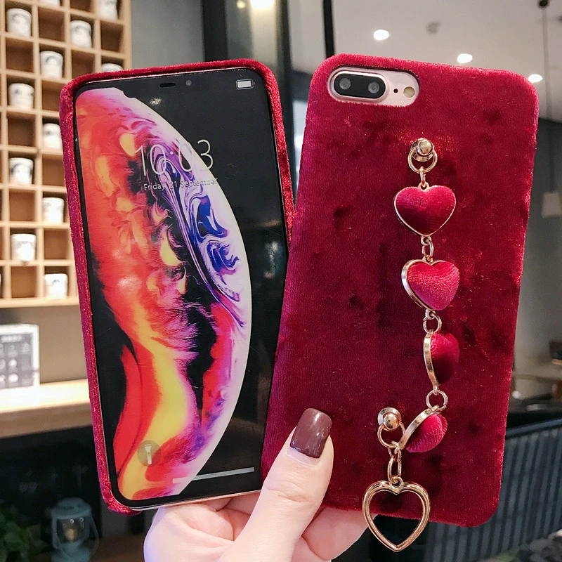 Любовь кулон чехол для телефона для iphone 11 Pro XS MAX XR красный чехол s с браслетом Для iphone X 6 6S 8 7 Plus Мягкий силиконовый чехол Capa