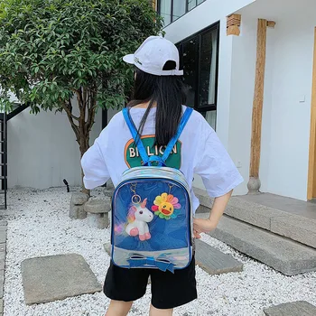 

2020 new shoulder jelly bag female fashion transparent Korean version small fresh bowknot high school student schoolbag