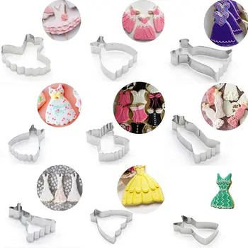 

9pcs/set Dresses Cookie Cutter Mould Biscuit Press Icing Stamp Mold Stainless Steel Dessert Decorating Kitchen Tools