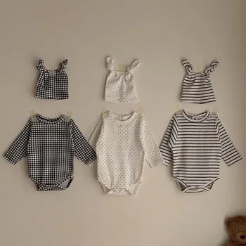 

New 2020 Baby Bodysuits Spring Summer Babies Newborn Cotton Body Baby Long Sleeve Jumpsuit + Hat Infant Boy Girl Clothes Set