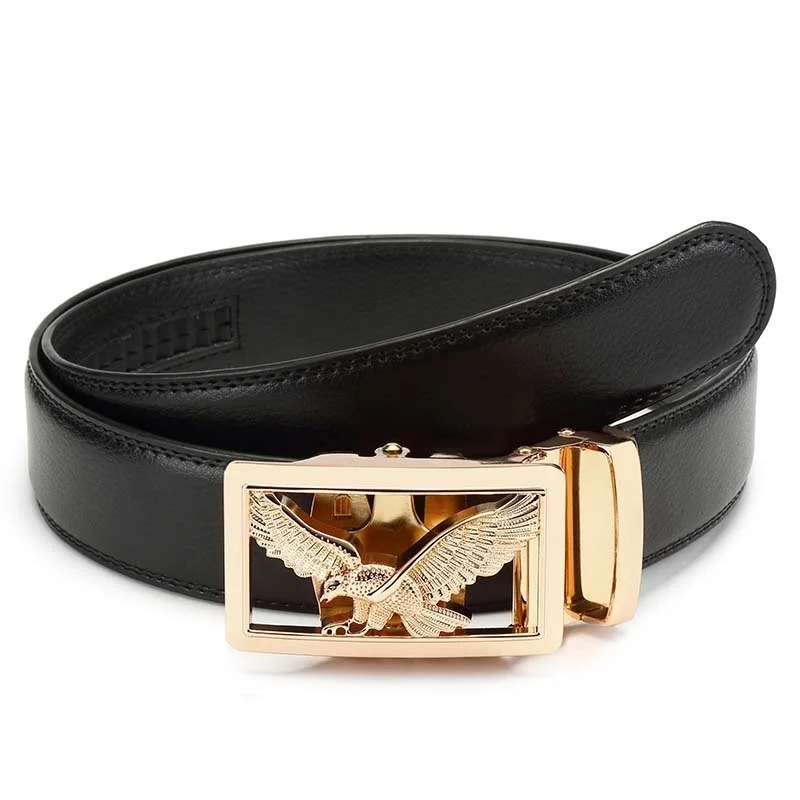 KWD Luxury Gold Eagle Metal Automatic Buckle Waist Belt Designer Belts Men's High Quality Cow Genui