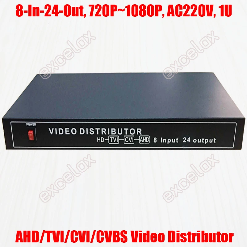 

1080P 960P 720P 8 In 24CH Out AHD CVI TVI CVBS Video Distributor 8-24 Splitter Desktop Mount for Analog HD CCTV Security System