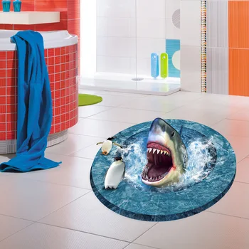 

3D Wall-Breaking Window Style Bathroom Great White Shark Water-Breaking Penguin Adorkable Effect Wall Stickers Mural