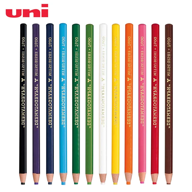 12pcs Uni Wax Pencil Colored Pencils 12 Colors Waterborne Pencil