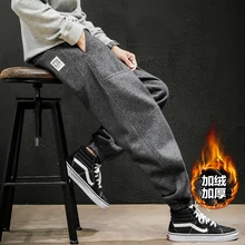 Разборчивые мужские зимние штаны, уличные теплые джоггеры, утолщенные мужские спортивные штаны, уличная одежда в тяжелом весе, флисовые брюки, мужские штаны
