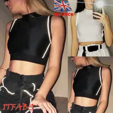 Великобритания женские без рукавов укороченные женские топы вечерние Клубные жилеты рубашки для йоги