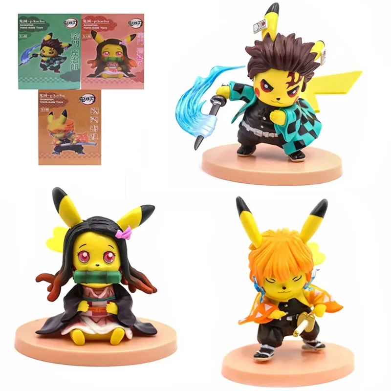 

11 CM Q.ver Kimetsu no Yaiba Nezuko Tanjirou Zenitsu PVC Action Figure Anime Demon Slayer Figurine Toys 3pcs/set
