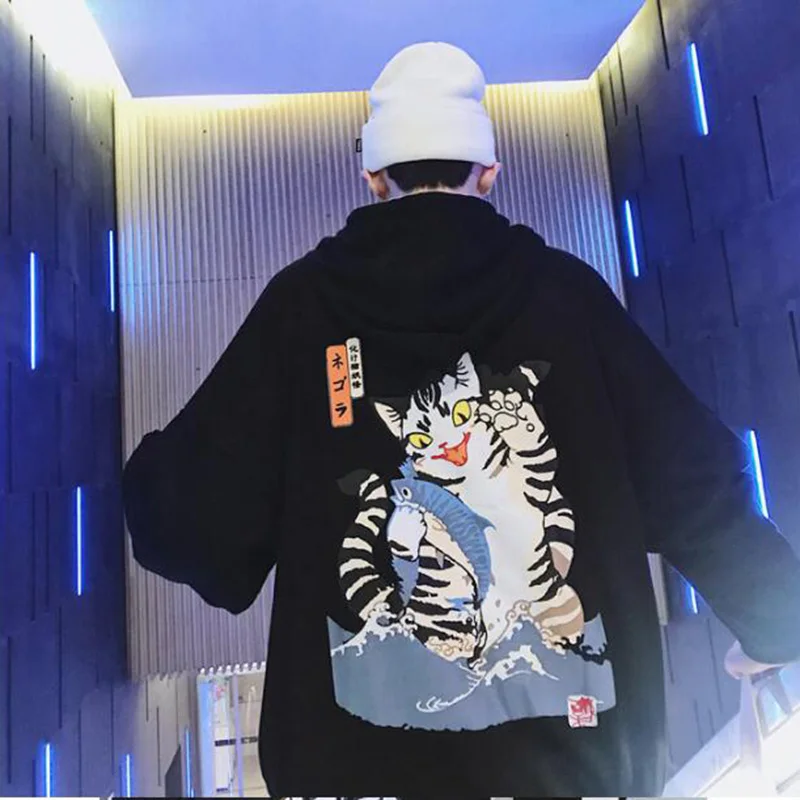 

MODA VELOCE Men Streetwear Casual Cat Hooded Hoodies 2020 Mens Hip Hop Purple Men Womens 2020 Hoodies Streetwear Cool