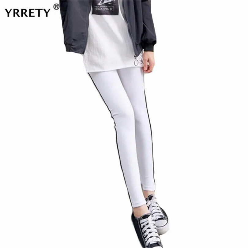 

YRRETY Women Fashion Knit Leggings Striped Printed Elasticity Splice Black Long Leggins Fitness Athleisure Women Workout Leggins