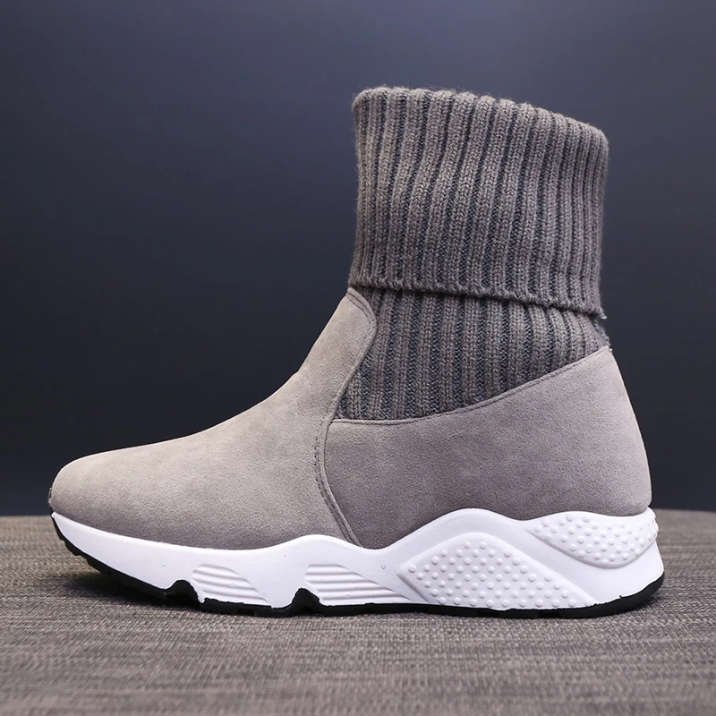 New Ladies Winter Knit Sneakers Women Shoes Designer Winter Sneakers Fur Warm Plush Sport Sock Boots Casual Shoes Female