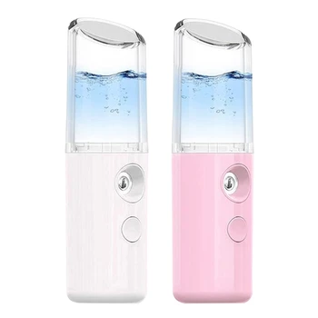 

2 Pcs Humidifier Steam Face Nano Spray Water Meter Portable Cold Spray Face Moisturizing Humidification, Pink & White