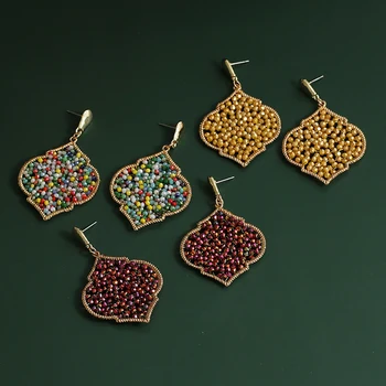 

JUJIA Bohemian Trendy Geometric Earrings For Women Beads Drop Dangle Earring Vintage Statement Jewelry Wholesale