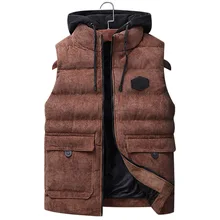 Amberheards осенне-зимнее Мужское пальто с капюшоном жакет без рукавов модный мужской теплый жилет с хлопковой подкладкой для мужской одежды