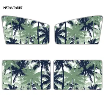 

INSTANTARTS Car Front Window Sunshade And Rear Windshield Visor Magnets Adsorption More Stable Graffiti Tropical Palm Tree Print