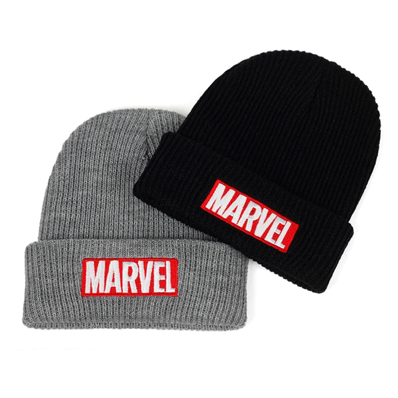 Высококачественные повседневные шапочки из хлопка с надписью MARVEL для мужчин и женщин, модная вязанная зимняя шапка в стиле хип-хоп