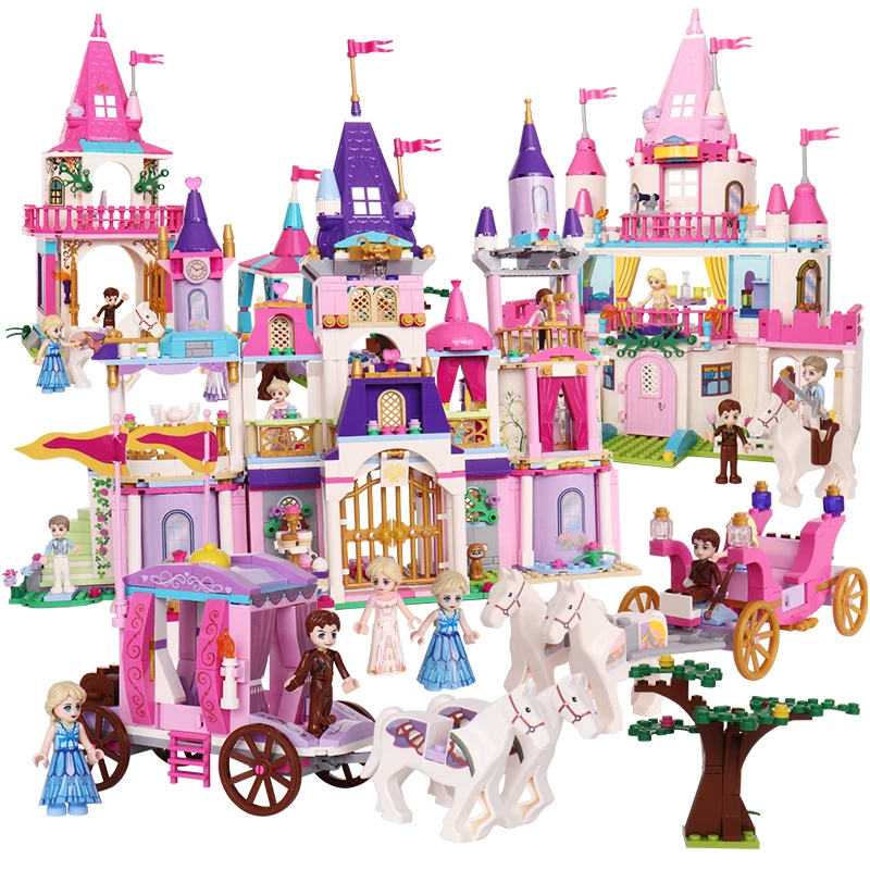 

QWZ New Princes Castle Model Building Blocks Toy Friend Carriage Figures Educational Toys House Brick Girl For Children Gifts