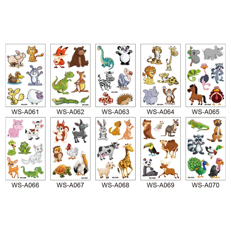 

10pcs Animals Theme Temporary Tattoos Zoo Patterned Body Art Waterproof Tattoos for Kids Jungle Woodland Animal Party Favors