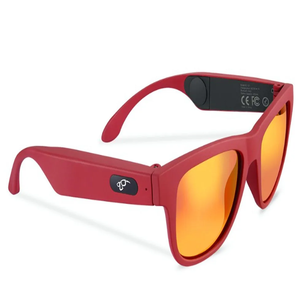 red frame red lens Беспроводные наушники Bluetooth наушники гарнитура Bluetooth беспроводная гарнитура Handsfree Touch Bone Conduction Tech - Цвет: red frame red lens
