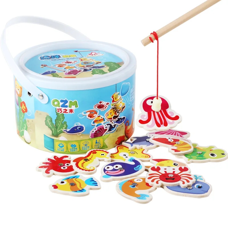 Магнитная развивающая игрушка для детей 1-2-3 лет на рыбалке, деревянная игрушка для маленьких девочек и мальчиков, детская игрушка для родителей и детей