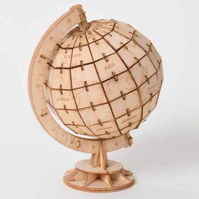 

DIY Toys Globe 3D Wooden Puzzle Toy Assembly Model Wood Craft Kits Desk Decoration for Children Kids