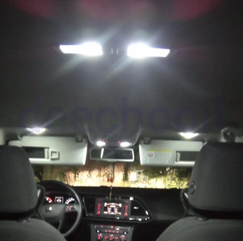Cena Czysty biały canbus led żarówki do wnętrza kryty zestaw żarówek do lampek samochodowych dla Seat Leon MK 1 MK 2 MK 3 1 M 1M1 1P 1P1 5F 5F8 1999 2018