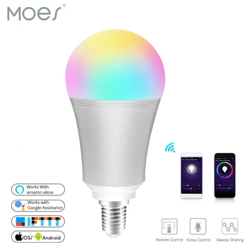 

WiFi Smart Light Bulb Intelligent Colorful LED Lamp 7W RGBW APP Remote Control Works with Alexa Google for Smart Home E14