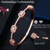 CWWZircons Luxury Stackable Statement Gold Bangle for Women Wedding Cubic Zircon Crystal CZ Dubai Silver Plated Bracelets BG041 6