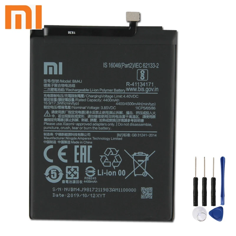 

Xiao Mi Xiaomi Mi BM4J Phone Battery For Xiao mi Redmi Note 8 Pro BM4J 4500mAh Original Replacement Battery + Tool