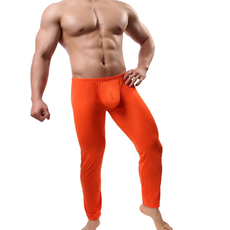 Men Thermal Underwear Bottoms Long Johns Sexy Bottoms Pajama Low Rise Tight Legging Pouch Warm Thermal Underwear Bottoms