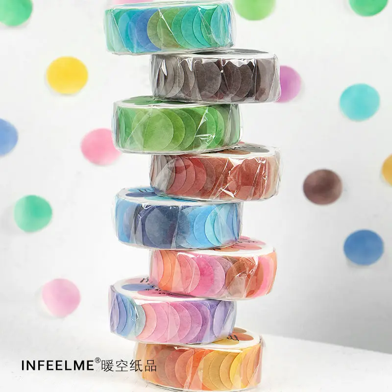 

14*14mm hard candy dot color diary writing memory Washi tape decoration gift tag Ins masking tape easy to tear
