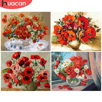 

HUACAN Coloring By Number Flower Wall Art For Adults Paint By Number Flower Handpainted Drawing Canvas Acrylic Home Decor