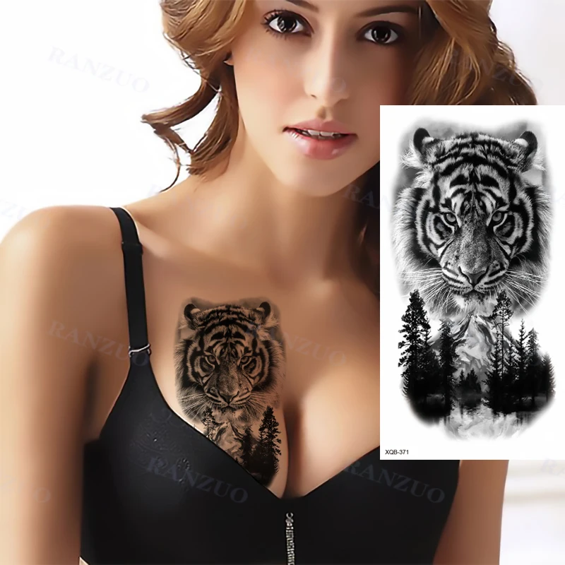 Tattoo Sticker Temporary Tattoos Waterproof Temporary Tattoo Sticker Big Tiger Lion Wolf Rose Arm Tattoo Hipster Man Woman Body Art
