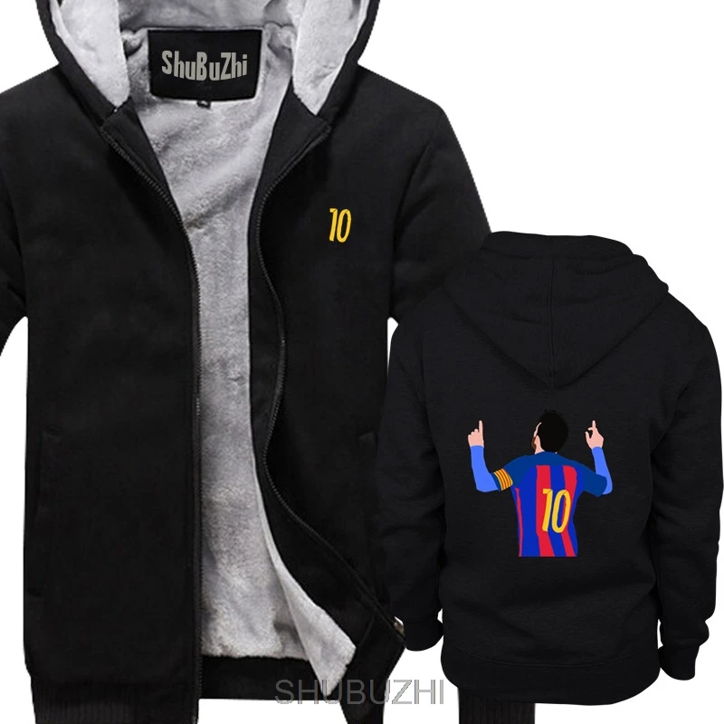 Lionel Messi/Зимние толстовки camiseta, Барселона, camisa, толстые толстовки для мужчин, мужская толстовка с капюшоном, теплое пальто, Аргентинская футболка, куртка sbz4416 - Цвет: thick black