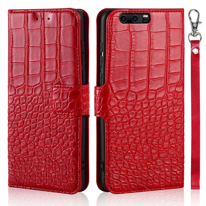 

Flip Phone Case For Huawei Honor 9 STF-L09 STF-AL00 STF-AL10 STF-TL10 Cover Crocodile Texture Leather Luxury Coque Wllet