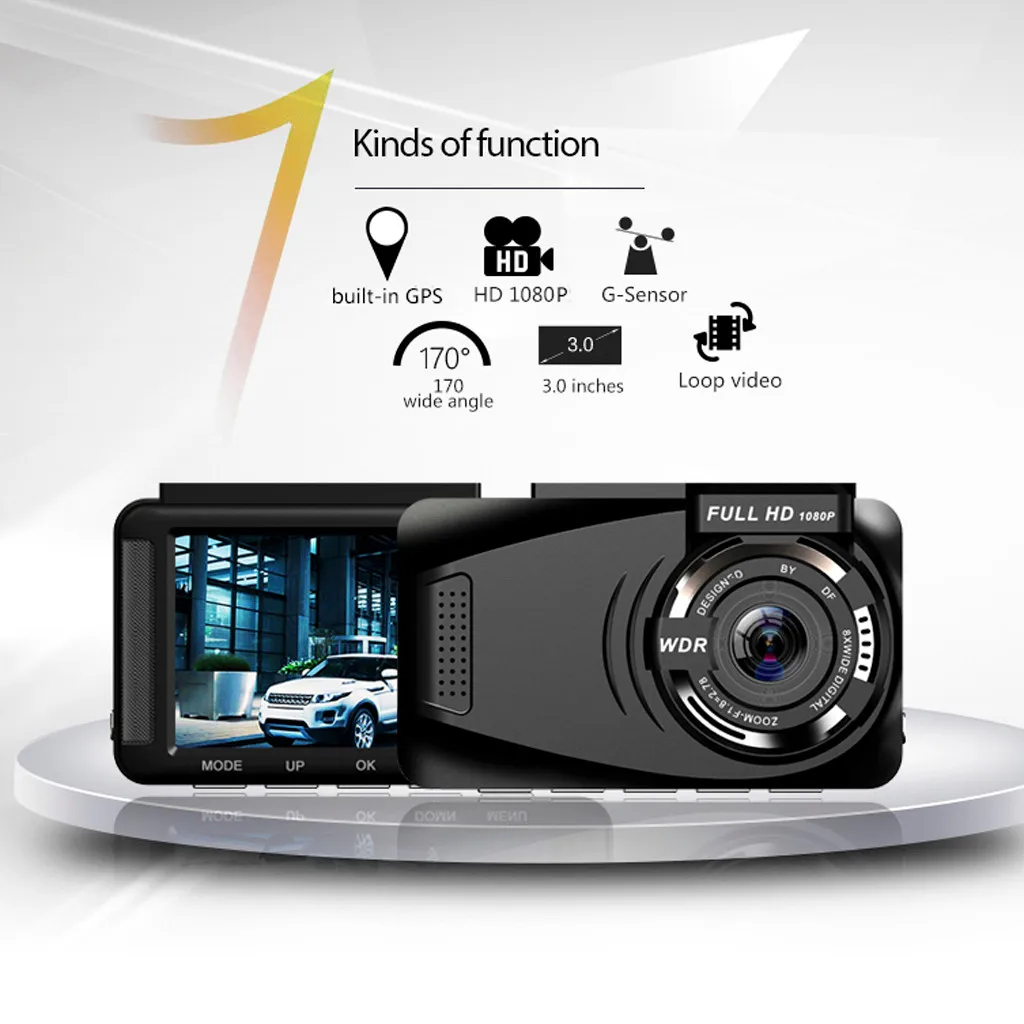 Hd 1080p видеорегистратор для автомобиля камера Dvr с Gps Видео рекордер ночного видения 3 дюйма 170 градусов Hd ультра широкий угол# P40