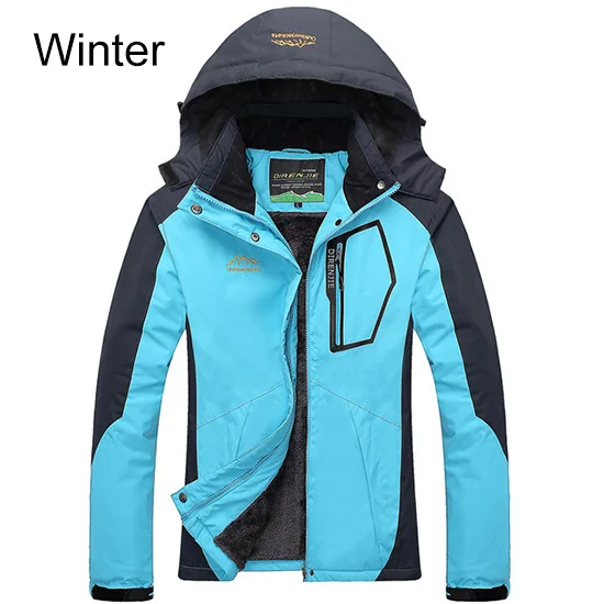 Women sky Blue Winter Jacket Men L to 5XL Thick Warm Parka Coat Waterproof Mountain Jacket Pockets Hooded Fleece Windbreaker Jacket Men - Цвет: Women sky Blue