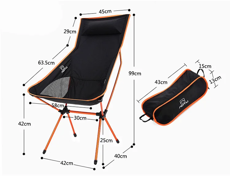 AOTU стул складное кресло на улицу Кемпинг Досуг стул алюминиевый сплав стул портативная спинка рыболовное кресло AT6710 с подушкой - Цвет: orange