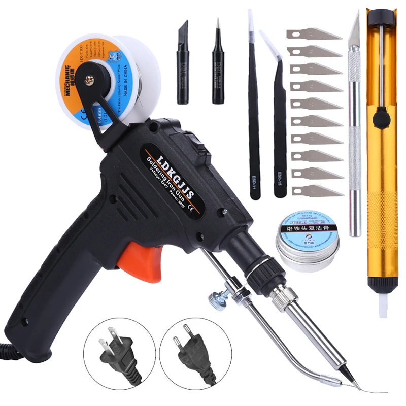 Электрический паяльник в комплекте с автоматической подачей олова паяльная