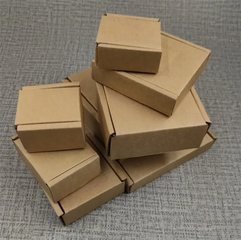 1 шт 10 размеров утолщенная крафт-бумага маленькая подарочная упаковочная коробка натуральный коричневый картон коробка для ювелирных изделий чистая крафт-бумага гофрированная коробка