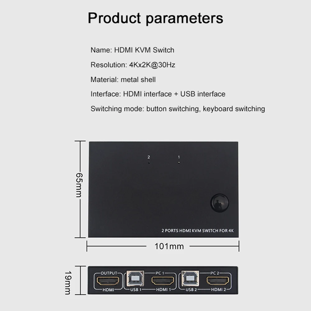 2 в 1 USB HDMI KVM переключатель коробка 2 порта 4 к видео дисплей USB переключатель сплиттер квм коробка для 2 ПК обмен клавиатура мышь принтер