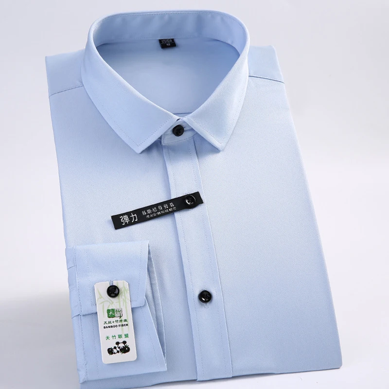 Heless Men Printed Lapel Business Slim Long Sleeve Button Up Dress Work Shirt