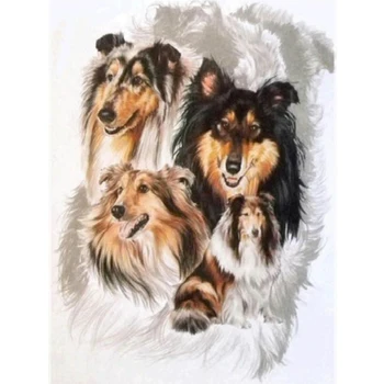 

5D Diy Diamond Embroidery Sheepdog Sheltie Dog Pattern Cross Stitch Diamond Painting Collie Full Round Wall Decor
